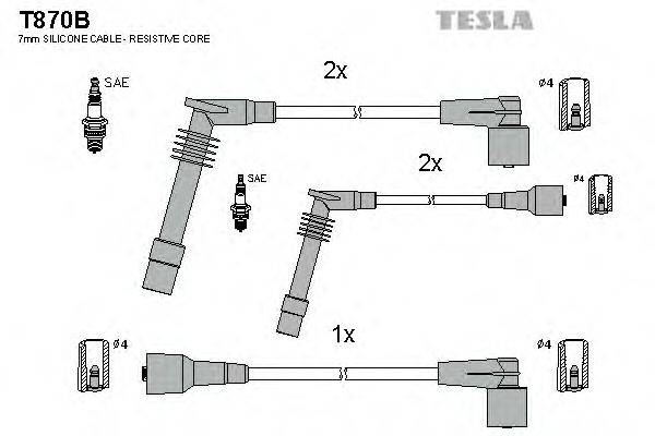 Комплект дротів запалення TESLA T870B