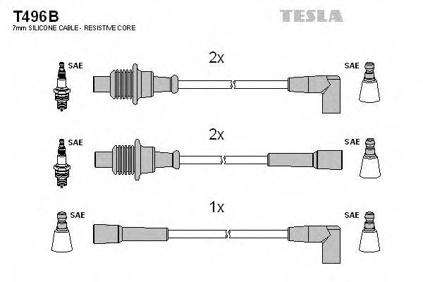 Комплект дротів запалення TESLA T496B