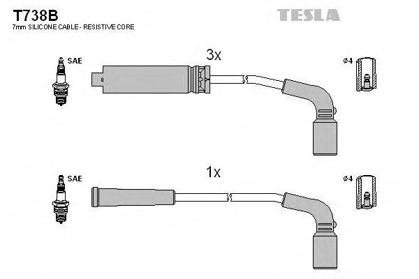 Комплект дротів запалення TESLA T738B