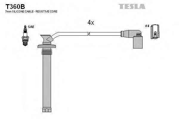 Комплект дротів запалення TESLA T360B