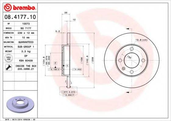 гальмівний диск BREMBO 08.4177.10