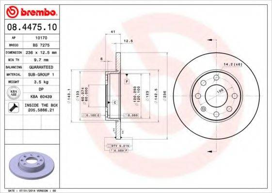 гальмівний диск BREMBO 08.4475.10