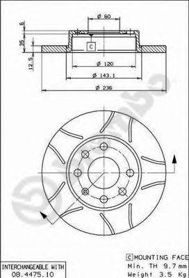 гальмівний диск BREMBO 08.4475.75