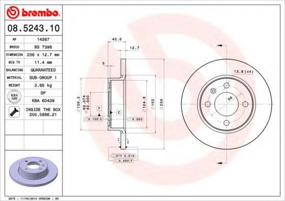 гальмівний диск BREMBO 08.5243.10