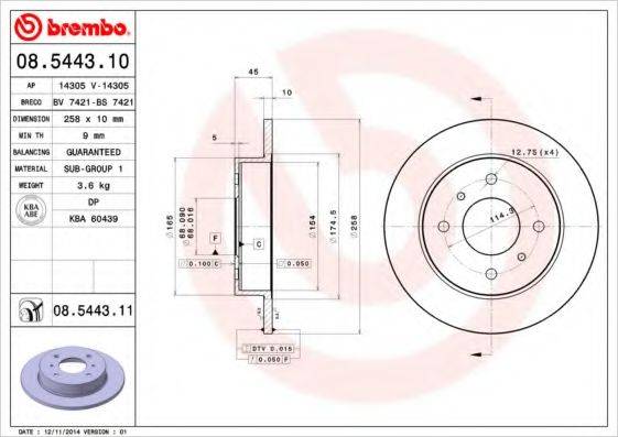 гальмівний диск BREMBO 08.5443.11