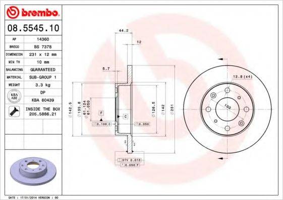 гальмівний диск BREMBO 08.5545.10