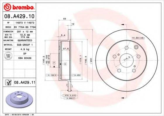 гальмівний диск BREMBO 08.A429.11