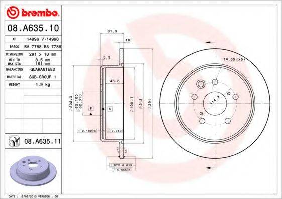 гальмівний диск BREMBO 08.A635.11