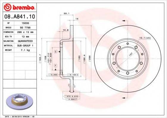 гальмівний диск BREMBO 08.A841.10