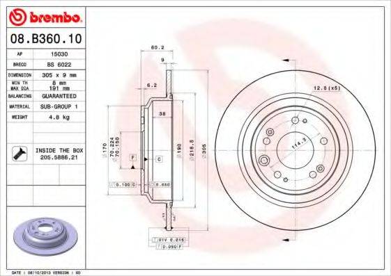 гальмівний диск BREMBO 08.B360.10