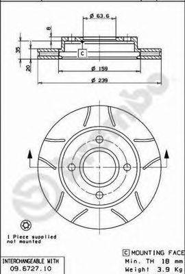 гальмівний диск BREMBO 09.6727.77