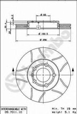 гальмівний диск BREMBO 09.7011.75