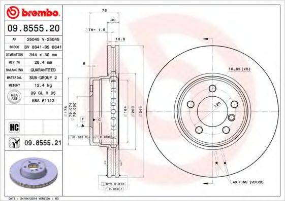 гальмівний диск BREMBO 09.8555.21