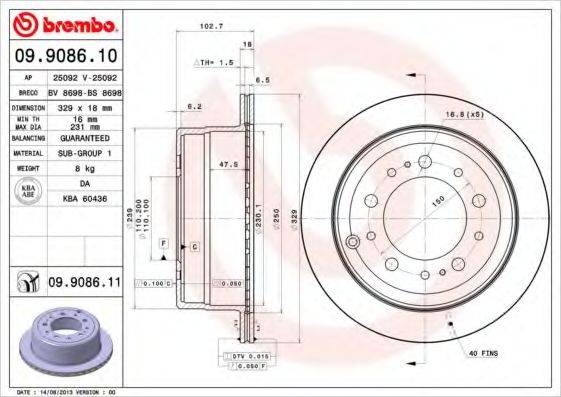 гальмівний диск BREMBO 09.9086.11