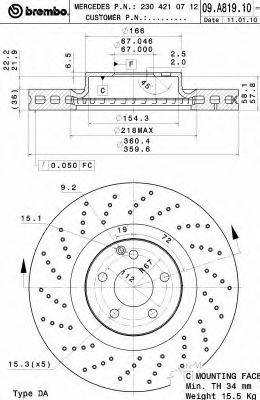 гальмівний диск BREMBO 09.A819.11