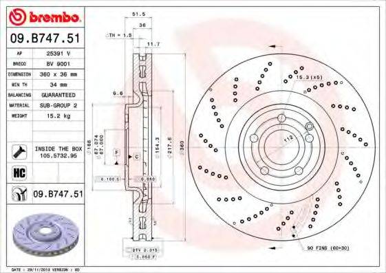 гальмівний диск BREMBO 09.B747.51