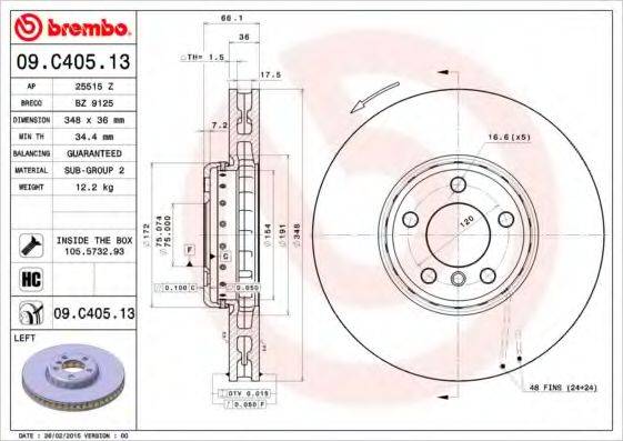 гальмівний диск BREMBO 09.C405.13