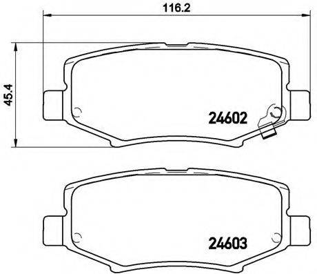 Комплект гальмівних колодок, дискове гальмо BREMBO P 18 024