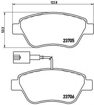 Комплект гальмівних колодок, дискове гальмо BREMBO P 23 085