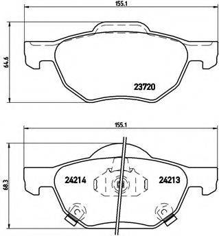 Комплект гальмівних колодок, дискове гальмо BREMBO P 28 036