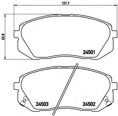 Комплект гальмівних колодок, дискове гальмо BREMBO P 30 039