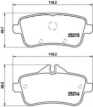 Комплект гальмівних колодок, дискове гальмо BREMBO P 50 099