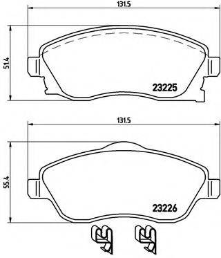 Комплект гальмівних колодок, дискове гальмо BREMBO P 59 036