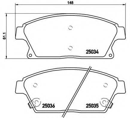 Комплект гальмівних колодок, дискове гальмо BREMBO P 59 077