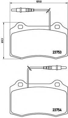 Комплект гальмівних колодок, дискове гальмо BREMBO P 61 064