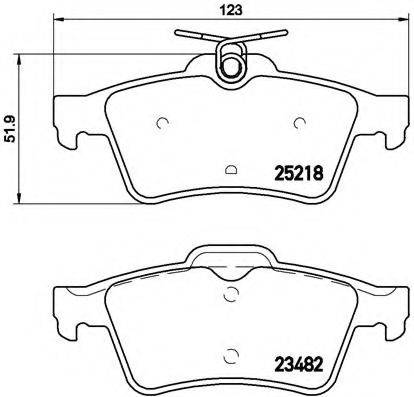 Комплект гальмівних колодок, дискове гальмо BREMBO P 61 110