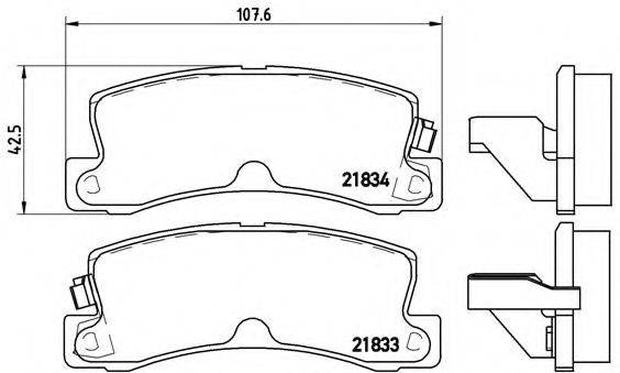 Комплект гальмівних колодок, дискове гальмо BREMBO P 83 015