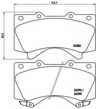 Комплект гальмівних колодок, дискове гальмо BREMBO P 83 107