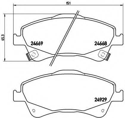 Комплект гальмівних колодок, дискове гальмо BREMBO P 83 109