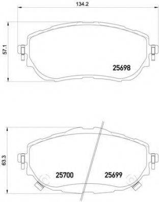 Комплект гальмівних колодок, дискове гальмо BREMBO P 83 150