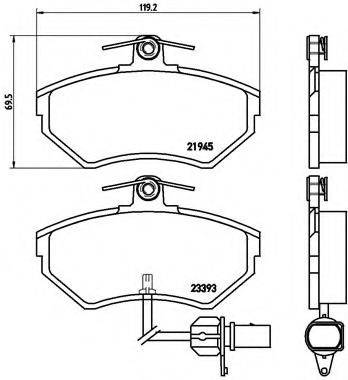 Комплект гальмівних колодок, дискове гальмо BREMBO P 85 044